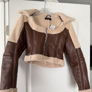 NWT, AKIRA Faux Leather Shearling Coat Jacket